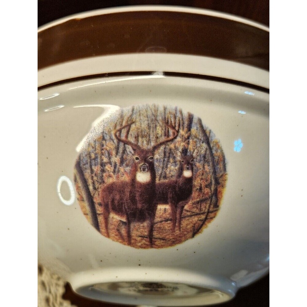 FolkCraft Stoneware Whitetail Buck Deer Doe Cabela's Bowl Cereal Soup